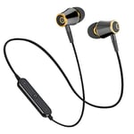 RTYU Wireless Bluetooth Earphone Super Bass Headphones Sports Headset Sweatproof Cordless Earbuds Handsfree With Mic (Color : Black gold)