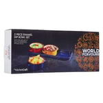 KitchenCraft World of Flavours Tapas Serving Dishes Enamel Dip Bowls & Tray x 3
