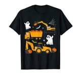 Construction Vehicle Halloween Crane Truck Pumpkin Boys Kids T-Shirt