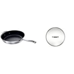 LE CREUSET 3-Ply Stainless Steel Non-Stick Frying Pan, 28 x 6 cm, Silver, 96200328001000 Toughened Non-Stick Glass Lid, 28 cm, Transparent, 96200828000000