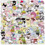 100 st Söta Klistermärken Pack Hello Kitty Stickers Mymelody & Kuromi Stickers Cinnamoroll Pompompurin Keroppi