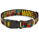 Buckle Down "Marvel/Retro Comic Panels Collier de Clip en Plastique, Noir/Jaune, 2,5 cm de Large – Compatible avec 11–43,2 cm Cou – Medium