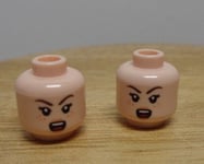 Lego Parts & Pieces Minifigure Head Angry Sad Faces Light Nougat x2