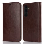 Samsung Galaxy S25 Plus Smidigt mobilfodral i äkta läder, Mörkbrun