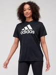adidas Big Logo Boyfriend Tee - Black/White, Black/White, Size 2Xs, Women