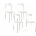 Lot de 4 Chaises de Salle à Manger Design en Plastique Blanc Empilables pour Intérieur et Extérieur au Style Moderne et Scandianave Beliani