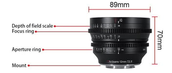 7artisans 2.9/12mm T Black F.L-mount Aps-c Cinema Lens (1714239068)
