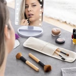 Makeup-borstar i trä med bärväska, Miset InnovaGoods - 5 st. Högkvalitativa borstar för perfekt makeup. Skönhet och stil i ett set!