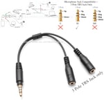 3.5mm Headset Audio Mic Splitter AUX Adapter TRRS 4pole to 2 TRS 3pole Female
