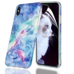 OKZone Case for iPhone XS Max (6.5 Inches), Marble Print Stone Pattern Design ShockProof Protective Ultra-Thin Soft Silicone Slim Case Cover for iPhone XS Max (Blue)