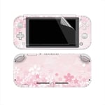 eXtremeRate Full Set Faceplate Skin Decals Stickers and 2 Pcs Screen Protector for Nintendo Switch Lite/for NSL Console - Cherry Blossoms Pink