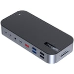 Adaptateur HUB M52 USB-C USB-A HDMI VGA DP SD TF RJ45 Aux PD Gris