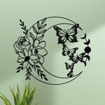 Måne Fjäril Metall Väggdekor Boho Väggkonst Blommig Boho Vägg Ha