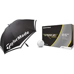 TaylorMade Single Canopy 60 Inch Umbrella & RBZ Soft Dozen Golf Balls, White,2021