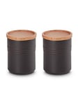 Le Creuset Set Of 2 Stoneware Jars In Satin Black