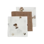 MEYCO Burp Cloths 3-pack Muslin Forest Animals Toffee