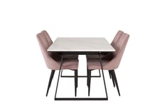 Venture Design Estelle & Leone matgrupp Vit/rosa 4 st stolar & bord 140 x 90 cm