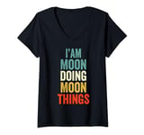 Womens I'M Moon Doing Moon Things Men Women Moon Personalized V-Neck T-Shirt