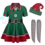 Snabbfrakt Green Elf Barn Varm Juldräkt Jultomte Kläder För Flickor Pojkar Nyår Barnkläder Festkläder Set S 140cm