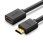 Ugreen HDMI (hun) til HDMI (han) forlængerkabel, 19 ben, 1,4v, 4K, 60Hz, 30AWG, 2m - Sort