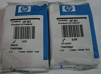 Original Generation v1 HP 301 Black and tri-colour ink cartridge - in foil - This generation NOT for Deskjet 1000/10/50/50A, 1510/12/14, 1512/14,2050, 2510/40/42, 3000/50/50A/55A, 4500/02/04/05 Officejet 2620/4630