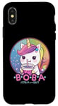 Coque pour iPhone X/XS Thé à bulles Kawaii Unicorn Boba Anime Unicorn Loving