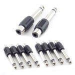 Connecteur adaptateur Audio RCA Jack femelle à 6.35mm 1/4 ""mâle Mono prise pour Microphone FM,10 pièces
