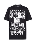 Dsquared2 Mens Made In Italy Since 1995 Oversize Black T-Shirt Cotton - Size X-Small