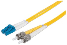 Intellinet Fiber Optic Patch Cable, OS2, LC/ST, 10m, Yellow, Duplex, Single-Mode, 9/125 µm, LSZH, Fibre, Lifetime Warranty, Polybag