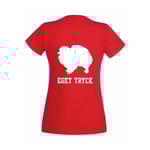 T-Shirt Dam Röd Med Eget Tryck Figursydd OEKO-TEX&reg;