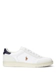 Ralph Lauren Polo Leather Suede Court Trainers, White/Navy