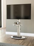 Avf Eno Oval 600 Pedestal Tv Stand - Silver/White - Fits Up To 55 Inch Tv