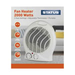 Status 2000W Fan Heater with Adjustable Thermostat & 2 Heat Settings - White