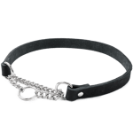 Selected by ZOO Läderhalsband Hera halvstryp Svart 18 mm x 44-54 cm