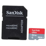 Carte mémoire SD SanDisk Ultra microSDHC UHS - Classe 10 - 32Go - Vitesse de lecture 80MB/s