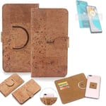 360° wallet case cork cover for Motorola Moto E22s case bag