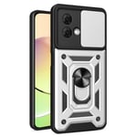 SKALO Motorola Moto G84 5G Armor Hybrid Magnet Ring Camera Slider - Sølv