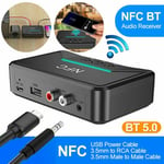 Bluetooth 5.0 Receiver Wireless 3.5mm Jack Aux Nfc To 2rca Audio Stereo Adapter