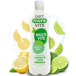 Get More Vits - Multi Vitamin Sparkling Lemon & Lime Flavoured Spring Water (12 x 500ml), Sugar-Free, Low Calorie, Vitamin D, C, & B, Supports a Healthy Body, Vegetarian, Vegan