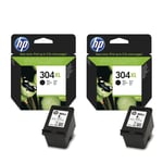 2x Original HP 304XL Black Ink Cartridges For DeskJet 2632 Inkjet Printer