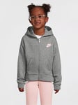 Nike Younger Club Fleece High Low Fz Hoodie - Grey, Grey, Size 6-7 Years