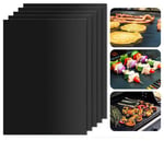 YL Set Of 4 (50cm X 40cm) Pin-Resistant High Temperature Without Bbq Grilling Pad Outdoor Teflon Bbpad Black Bbq Mat Ptfe