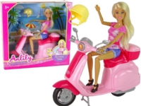 Lean Cars Anlily docka på rosa skoter hjälm med blont hår