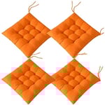 4 st mjuka stolsdynor, stolsdynor med band, stolsdynor matsal för trädgård uteplats kök matsal (40x40cm)D orange