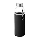 Vattenflaska glas 500ml med gummihölje - svart