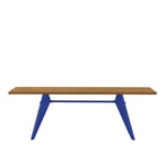 Vitra - EM Table 200, Base Prouvé Bleu Marcoule - Natural Solid Oak - Matbord