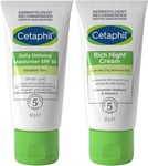 Cetaphil SPF 50 Day Cream 50G + Night Face Moisturiser 50G Skincare Set, Daily D