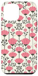 iPhone 15 Plus Pink Scandinavian Flowers Pattern Case