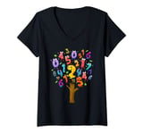 Womens Maths Tree Idea For Kids & Kids Outfit With Maths Numbers On V-Neck T-Shirt