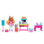 Enchantimals Coffret de Jeu Bêtes Citadine, Cabinet du Docteur Chat avec poupée, Figurine de Chat, Meubles et Accessoires, Jouet Enfant, Dès 3 Ans, HLH22